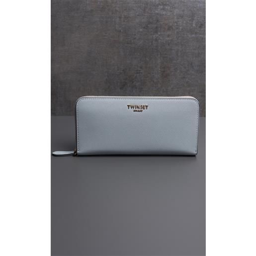 TWINSET portafoglio TWINSET zip around con logo lettering, colore verde acqua