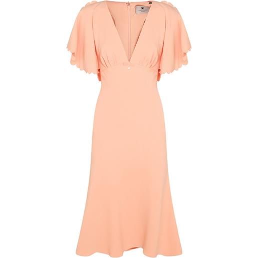 Elisabetta Franchi abito midi con orlo a smerlo - arancione