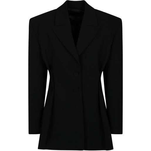 Givenchy blazer in lana vergine con revers a scialle - nero