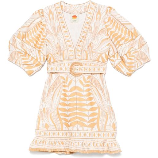 FARM Rio abito corto con ricamo - toni neutri