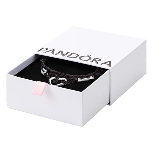 PANDORA bracciale moments 593338c01-d2 in pelle marrone