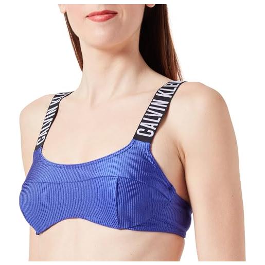 Calvin Klein top bikini donna bralette con ferretto, blu (midnight lagoon), m