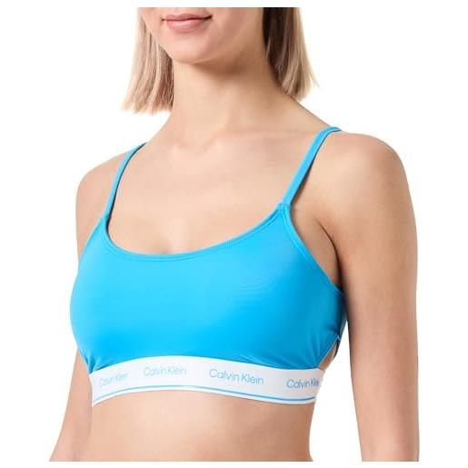 Calvin Klein top bikini bralette donna senza ferretto, blu (malibu blue), m