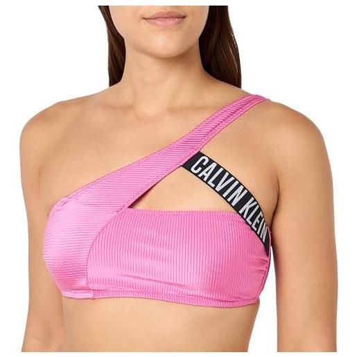 Calvin Klein top bikini donna one shoulder bralette senza ferretto, rosa (bold pink), l