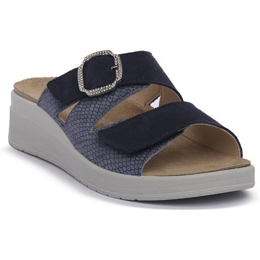 GRUNLAND Pantofola Donna Uomo Punta Chiusa In Feltro Blu - CI2971, Taglia 37, Suola BIRK - copertina