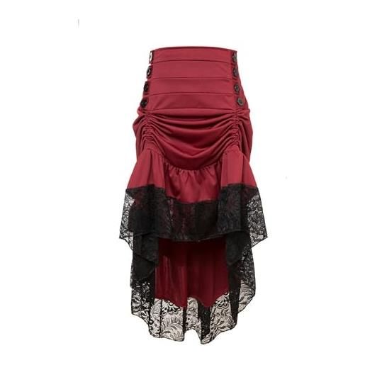 Generic gonna da donna in stile gotico retrò steampunk palace gonna lunga impiombata-rosso-s