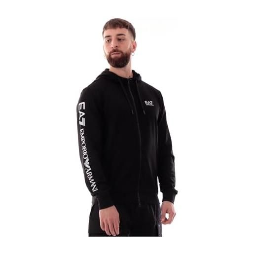 Emporio Armani ea7 felpa con cappuccio logo series in cotone da uomo, 7m000568 (it, testo, xxl, regular, regular, nero/bianco)
