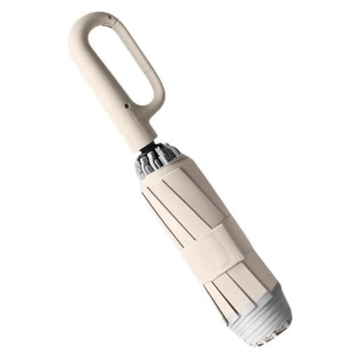DIPLODOCUS ring buckle umbrella, reflective safety strip, compact sturdy windproof umbrella, travel portable, reverse automatic umbrella, folding travel uv umbrella, wind resistant umbrella (beige)