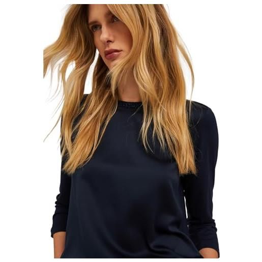 Motivi: t-shirt basic bimaterica blu. Xs stagione primavera estate 2025. 