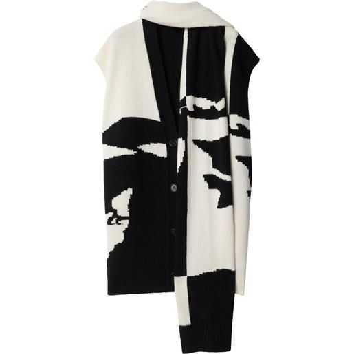 Burberry mantella con motivo equestrian knight - nero