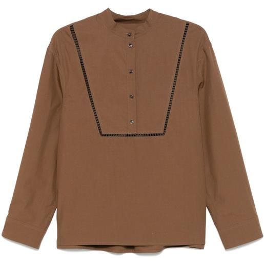 Yves Salomon blusa in popeline - marrone