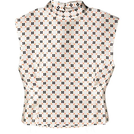 Lanvin blusa smanicata a fiori - toni neutri