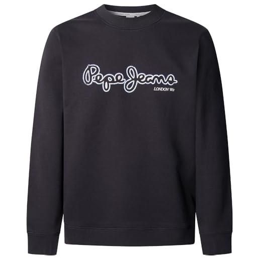 Pepe Jeans felpa uomo dorian crew, nero, l