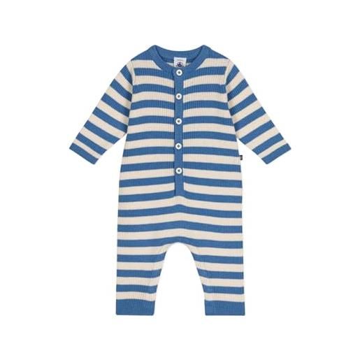 Petit Bateau a0ay8 tuta lunga a maniche lunghe unisex - bimbi 0-24 beach/avalanche 0-3 mesi