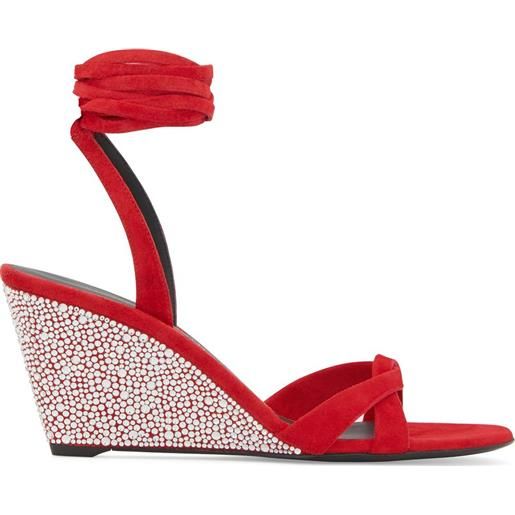 Giuseppe Zanotti sandali manola strass con zeppa 70mm - rosso