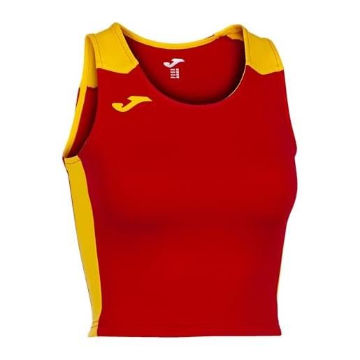 Joma débardeur court femme record ii, unisex - adulto, rosso giallo, xs