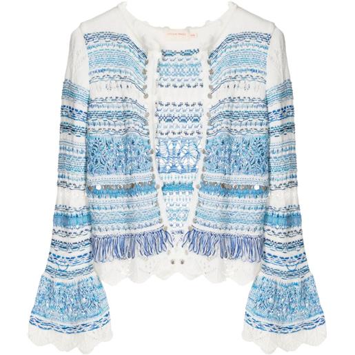 Cecilia Prado cardigan aperto a righe - bianco