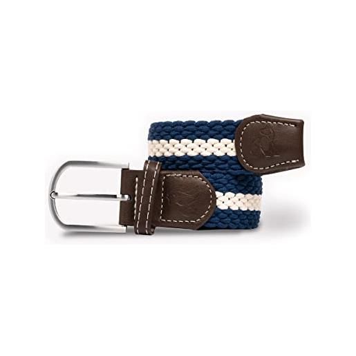 SWOLE PANDA cintura unisex in tessuto riciclato, cintura elastica per uomini e donne, cintura elastica con fibbia, verde/blu. , m (30-34 / 76-86cm)