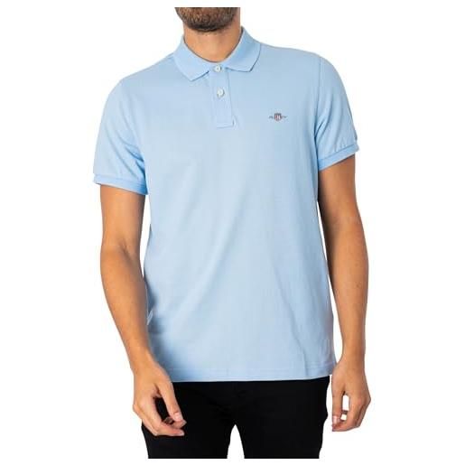 GANT reg shield ss pique polo, polo uomo, dark jeansblue melange, xxxl