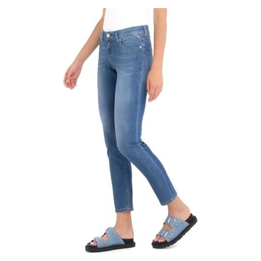 Replay jeans da donna con power stretch, blu (medium blue 009), 25w / 30l