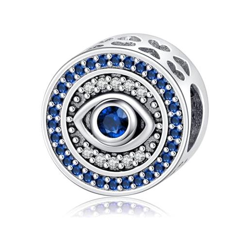 Friggem charm malocchio, ciondolo charm del malocchio hassam in argento sterling 925 adatto per perline charm bracciali europei pandora, regali per donne ragazze