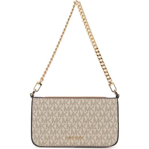 Michael Kors pochette da donna con logo monogram all over e manico con catena vaniglia acorn