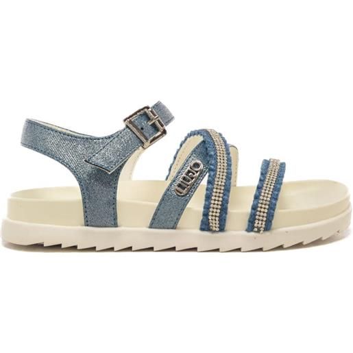 Liu Jo sandali da bambina nora con fascette anteriori intrecciate denim