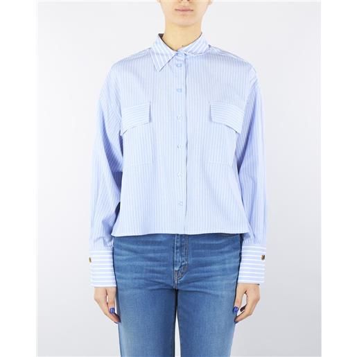 TWIN SET camicia boxy a righe celeste-bianco