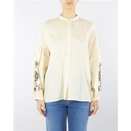 MAX MARA WEEKEND camicia coreana beige in lino
