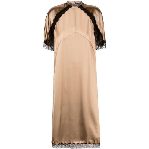 Fabiana Filippi abito midi con bordo in pizzo - marrone