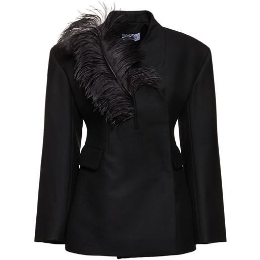 16ARLINGTON giacca ram in crepe di lana / piume
