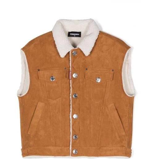 DSQUARED2 KIDS gilet in finto shearling - marrone