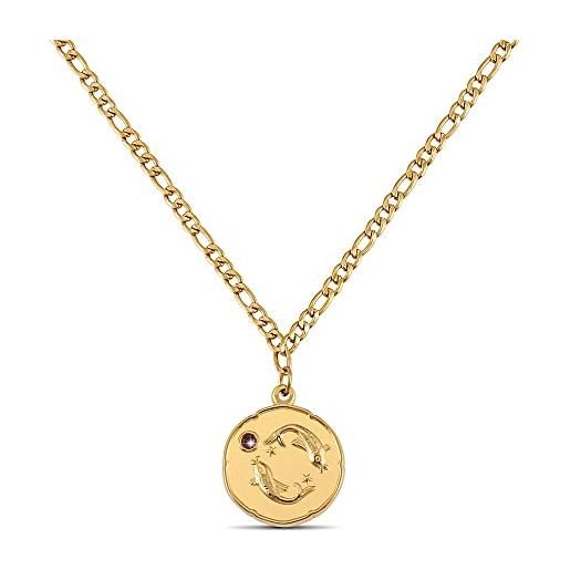 GD Signs Collana Con Piastrine Impermeabile - Boho Donna Con 5 Ciondoli Rotondi In Oro 18kt, Argento, Oro Rosa - Ipoallergenica REACH - 4