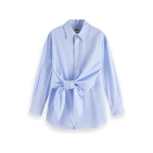 Scotch & Soda striped knotted shirt maglietta, sky blue/white stripe, 44 donna