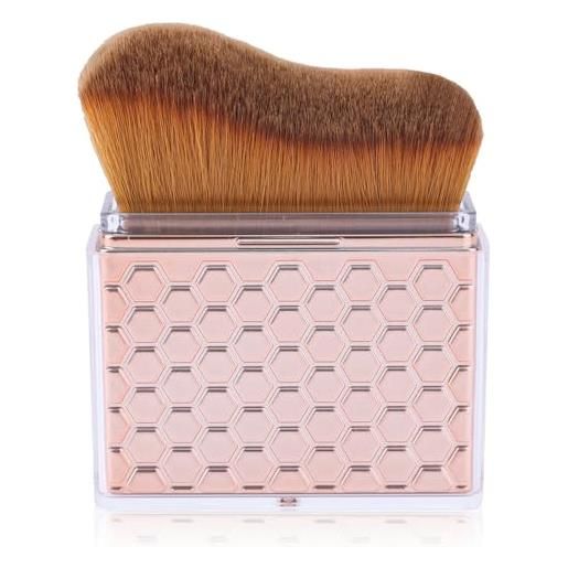 Gosknor pennello autoabbronzante retrattile con coperchio, applicatore autoabbronzante pennello corpo per sfumare fondotinta liquidi filtri solari viso gambe braccia (oro rosa)