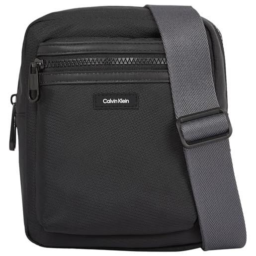 Calvin Klein borsa a tracolla uomo essential reporter piccola, nero (ck black), taglia unica