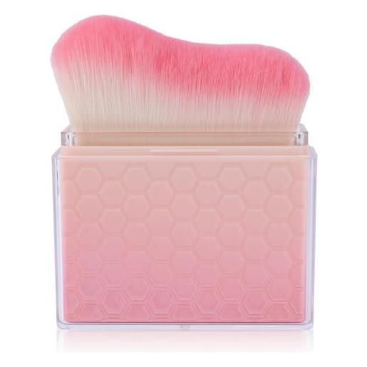 Gosknor pennello autoabbronzante retrattile con coperchio, applicatore autoabbronzante pennello corpo per sfumare fondotinta liquidi filtri solari viso gambe braccia (gradiente rosa-bianco)