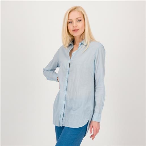 Colour lab camicia a maniche lunghe con collo a vela in mussola