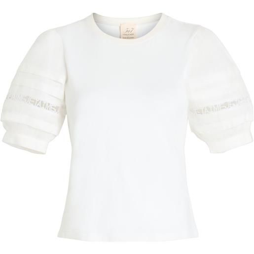 Cinq A Sept t-shirt corianna con ruches - bianco