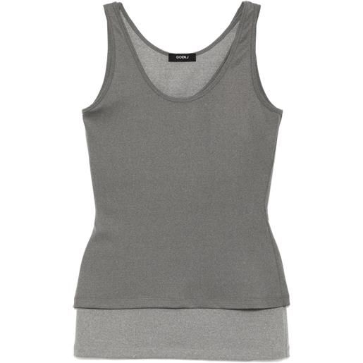 Goen.J top smanicato a doppio strato - grigio
