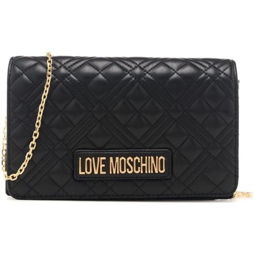 Moschino borsa a tracolla da donna con trama geometrica trapuntata nero oro