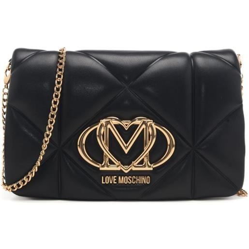 Moschino borsa a tracolla da donna con trama geometrica trapuntata nera