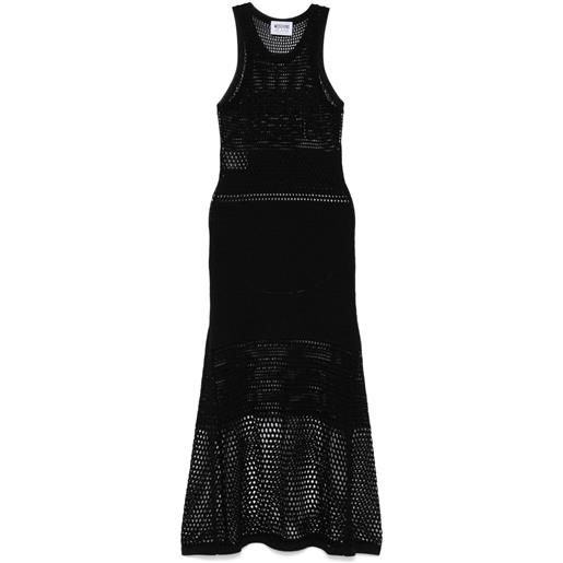 MOSCHINO JEANS abito midi in maglia traforata - nero