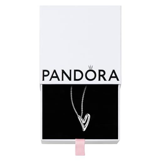 Pandora collana con ciondolo essence heart in argento sterling, 7070