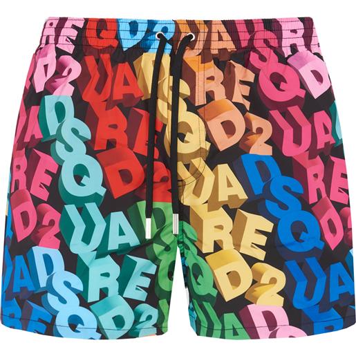 Dsquared2 allover logo midi swim boxer black/multicolor