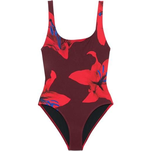 Alexander McQueen costume da bagno fire lily - rosso
