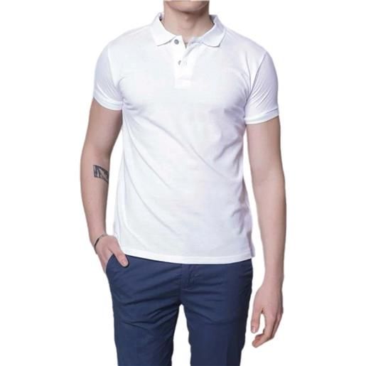 Blooker polo manica corta in cotone piquet colore bianco