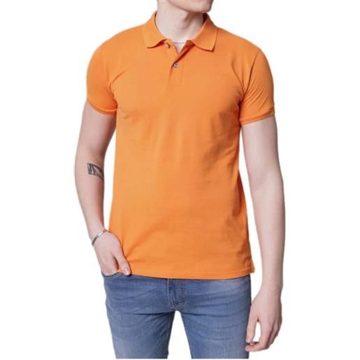 Blooker polo manica corta in cotone piquet colore arancione