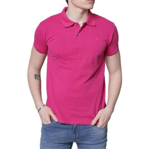 Blooker polo manica corta in cotone piquet colore fucsia