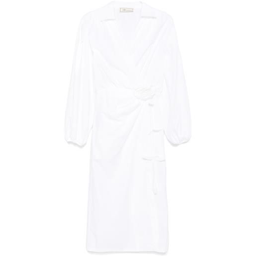 Blumarine abito midi in popeline con applicazione - bianco